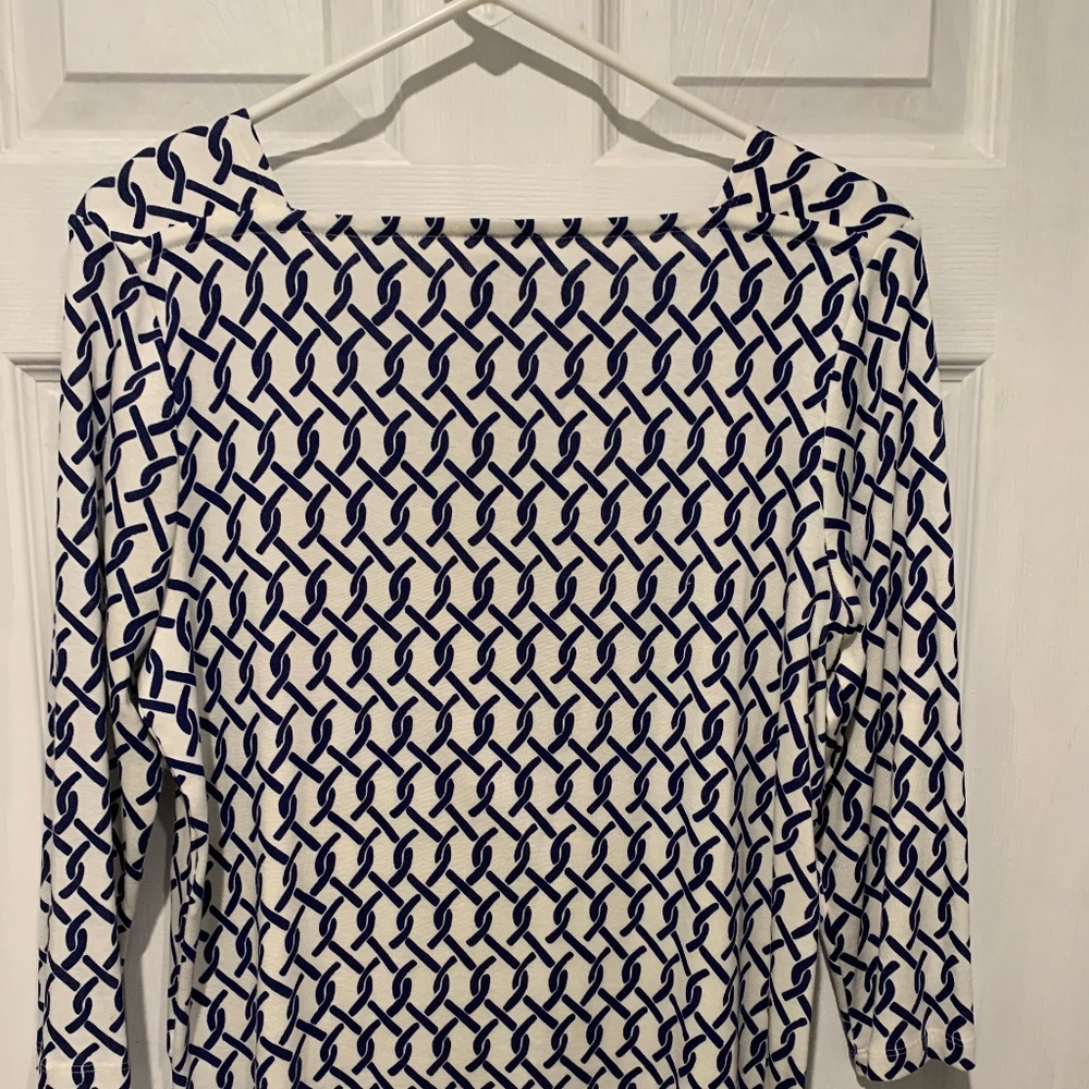 Chico's navy and white 3/4 length sleeve